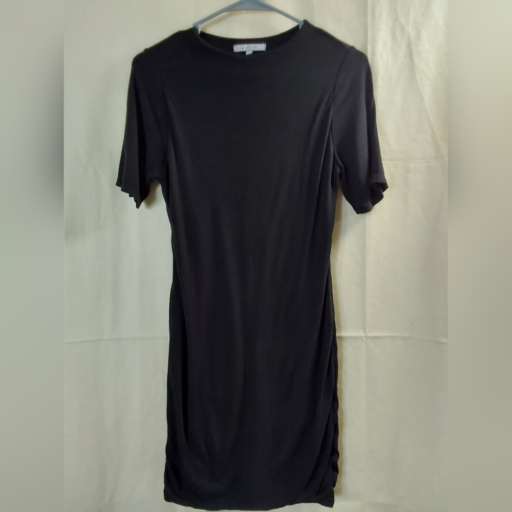 Love Tree Dress, Women's Black Bodycon Short Sleeve Dress, Large